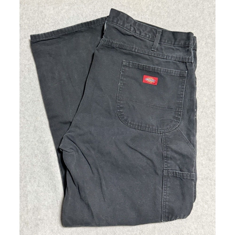 Distressed Dickies Canvas Black Carpenter Work Pants Mens 40x32 Straight Leg